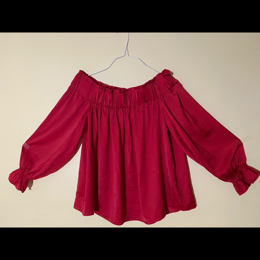Off the shoulder red long sleeve